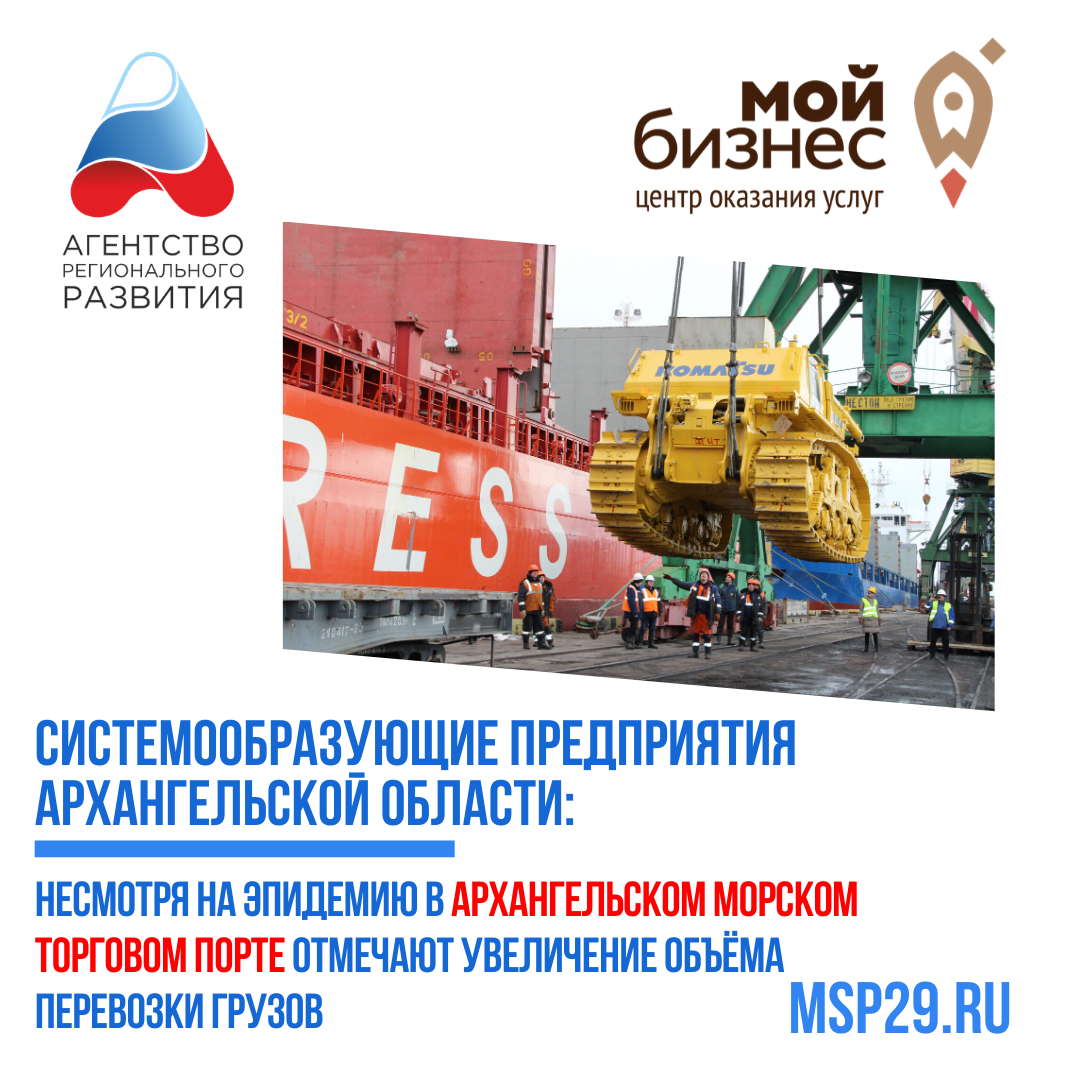 Несмотря на эпидемию в Архангельском морском торговом порту отмечают увеличение объёма перевозки грузов